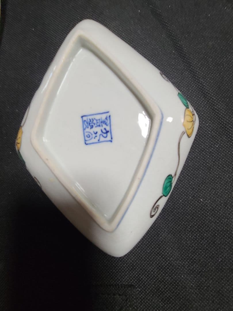 九谷焼初代須田菁華古九谷色絵菱形皿5枚