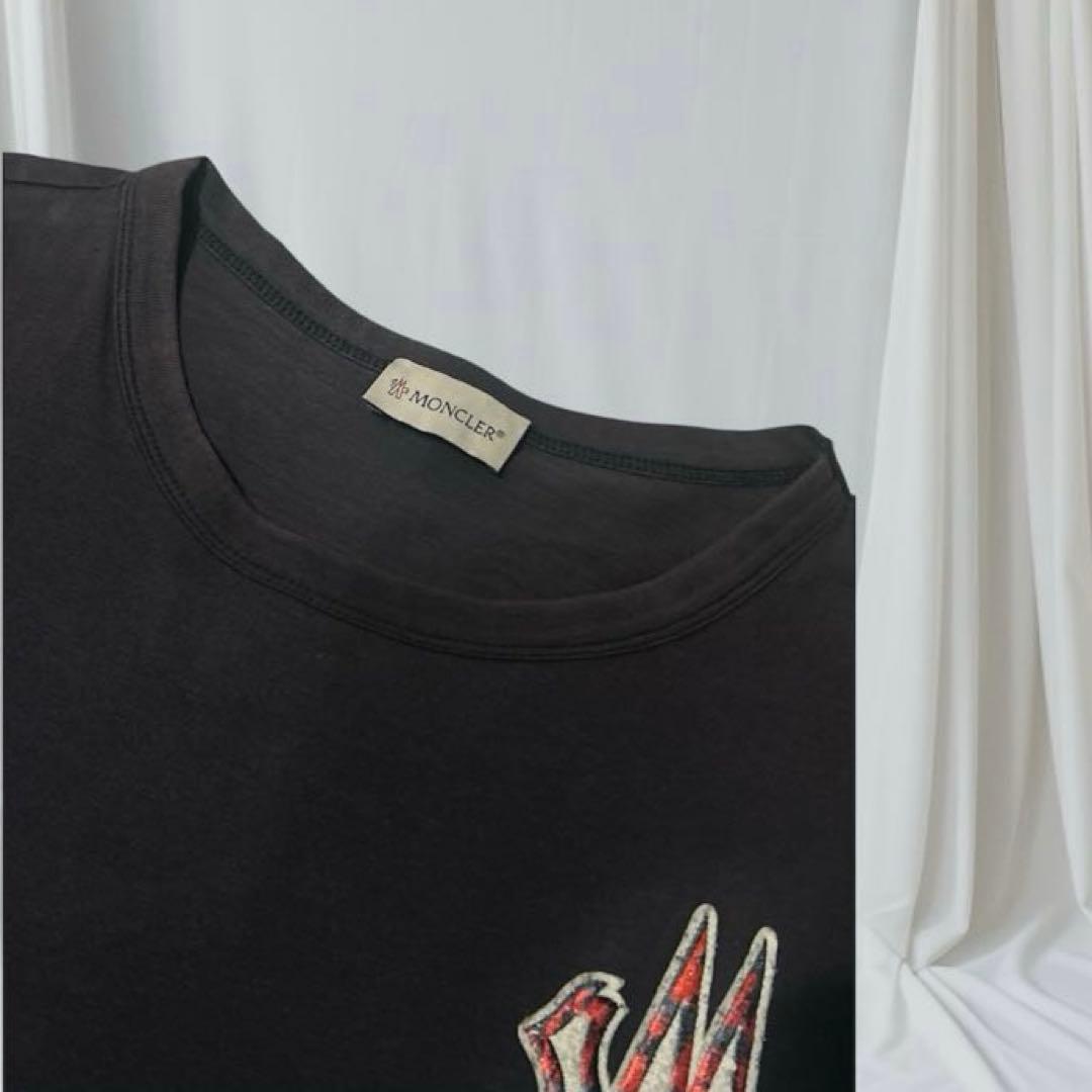 モンクレール　ブラック刺繍ロゴTシャツ　XL