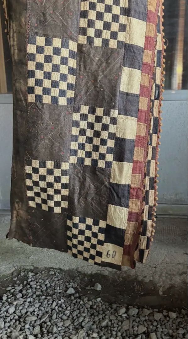 545 アフリカヴィンテージ クバ王国 プショング族 マフェル 王族衣装 市松