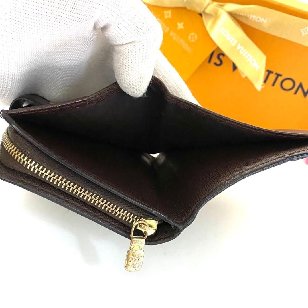ルイ ヴィトン◎ダミエ コンパクトジップ エベヌ 二つ折り ラウンドファスナー