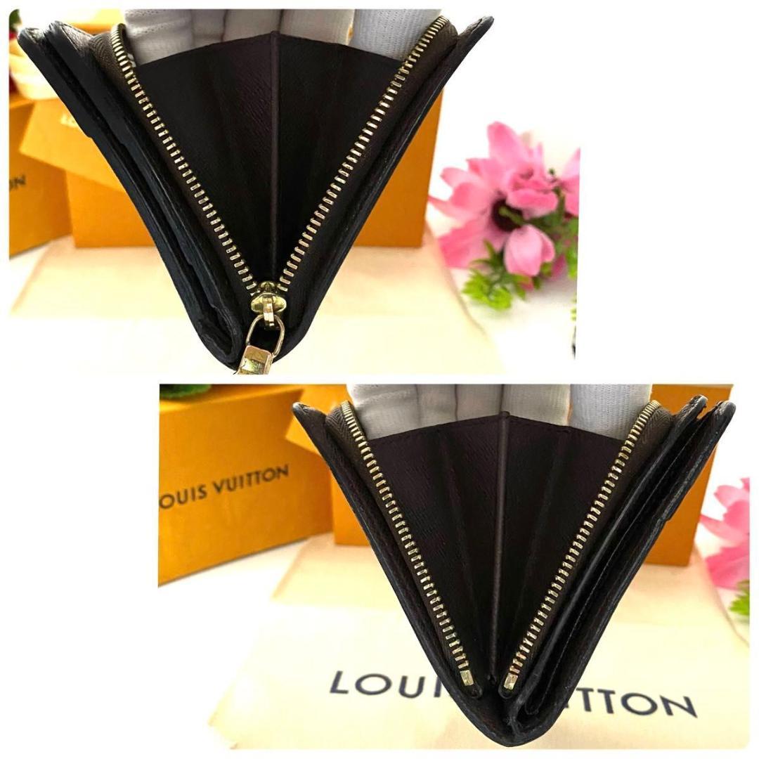 ルイ ヴィトン◎ダミエ コンパクトジップ エベヌ 二つ折り ラウンドファスナー