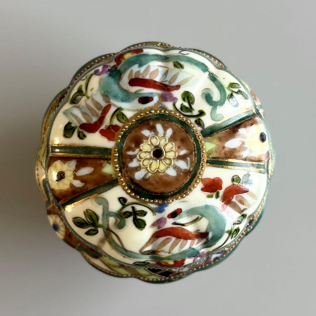 アンティーク　オールドノリタケ　マルキ印　金彩三つ脚蓋物　ボンボニエール⚫︎稀少品