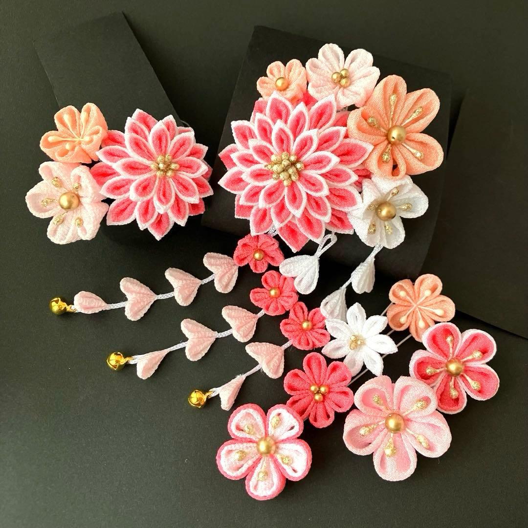 〜　映　〜　選べる髪飾り　七五三 3歳 7歳 かんざし　ピンク