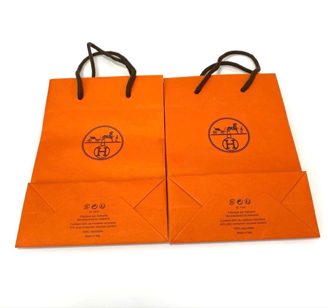 新品未使用　HERMÈS オレンジ ショップ袋 大きめ　合計14袋　リボン×2
