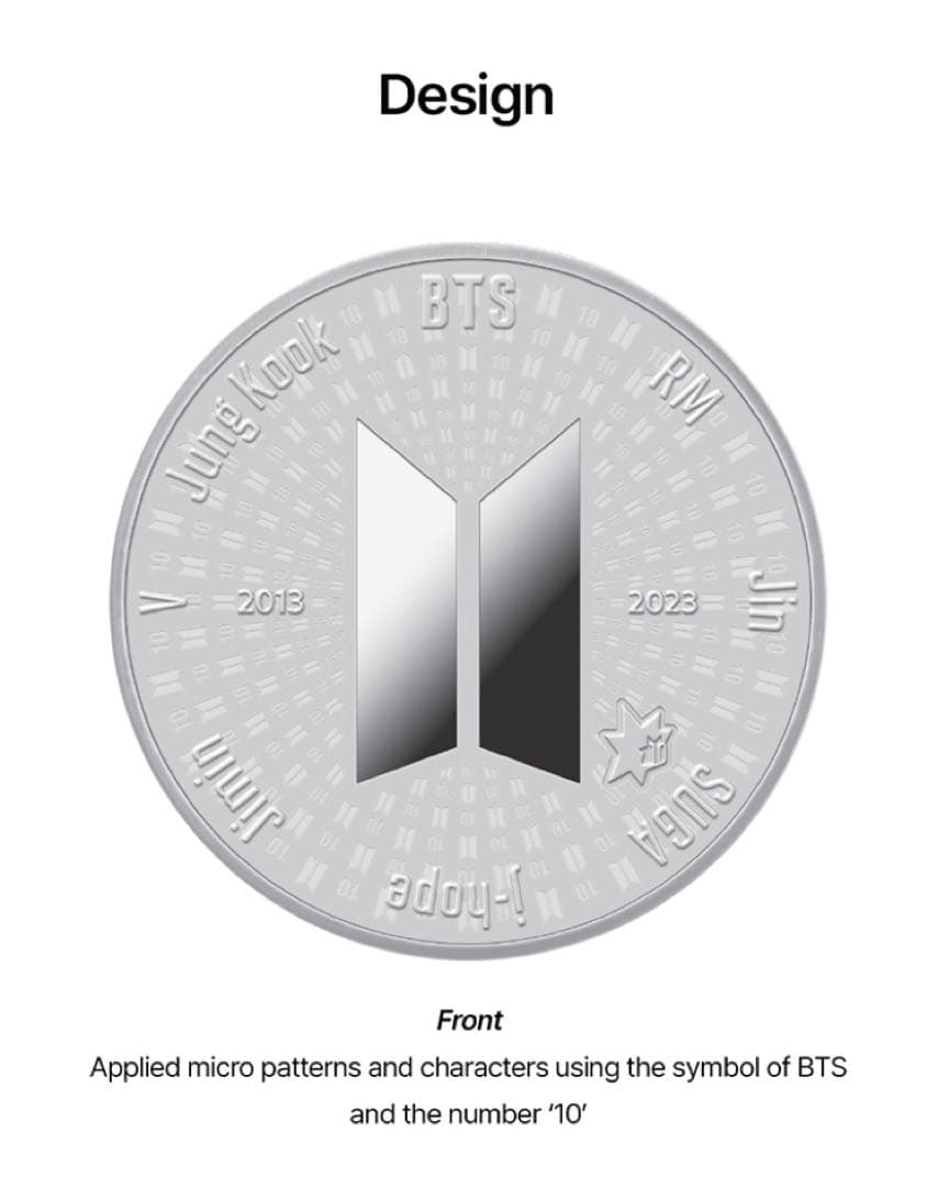 公式、新品、未使用、BTS 10周年 記念 メタル (シルバー 1/2オンス)