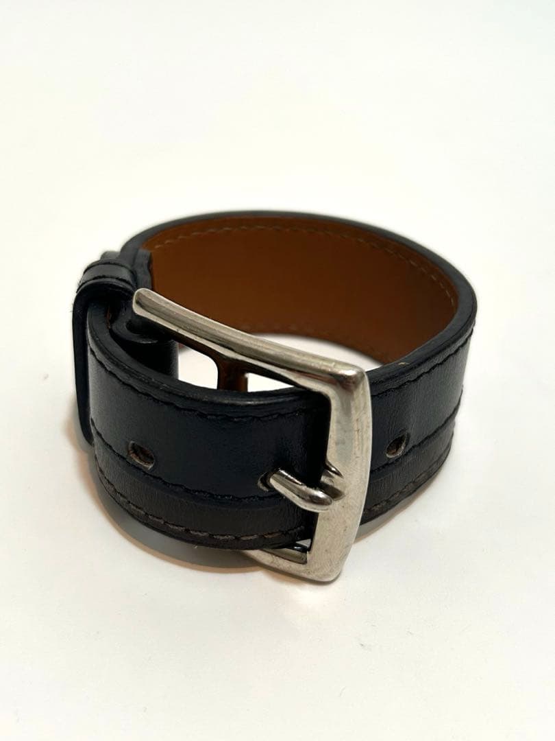 【美品】HERMES Etriviere レザー ブレスレット バングル