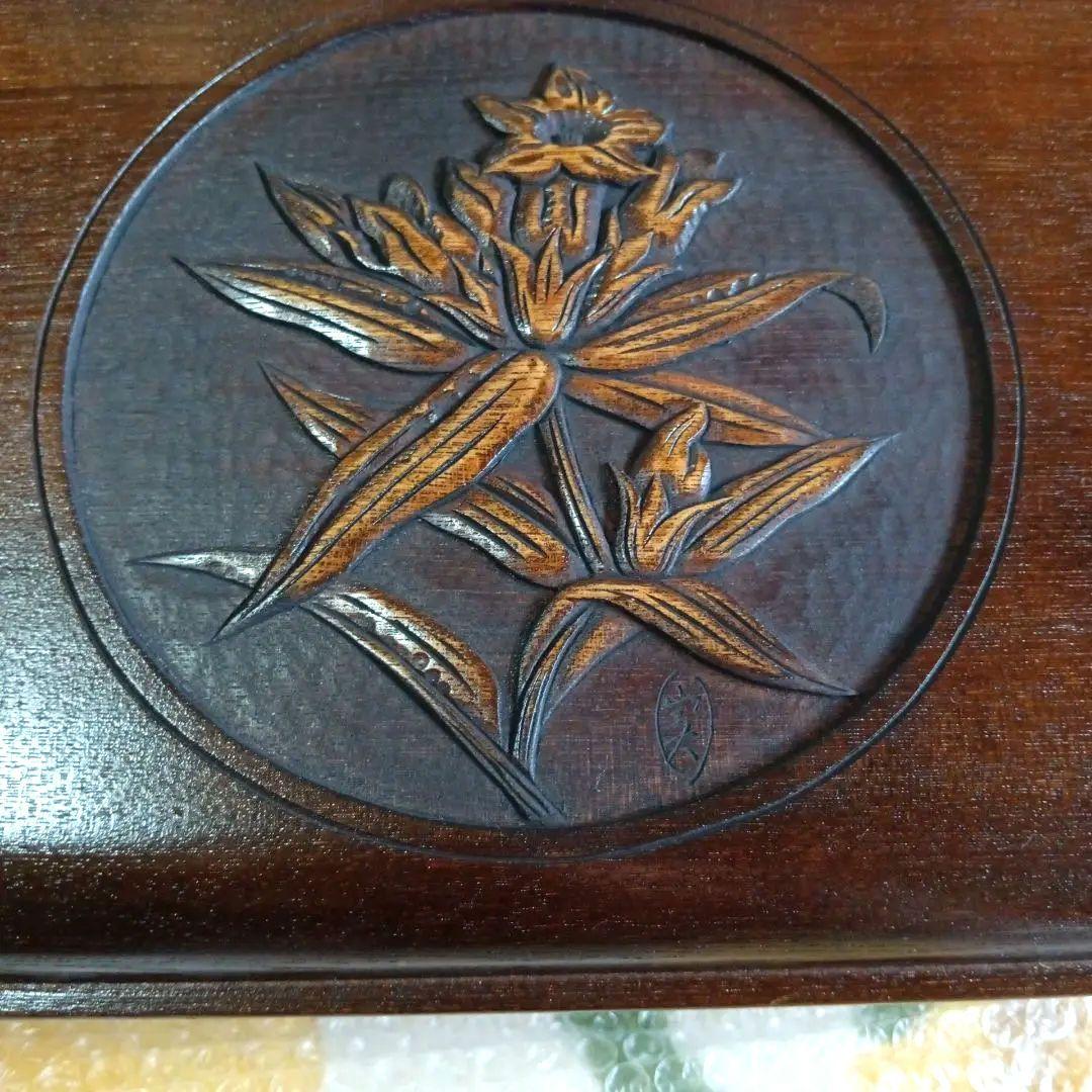 japan 長野県 上田農民美術　 二代目中村実　木彫物入れ