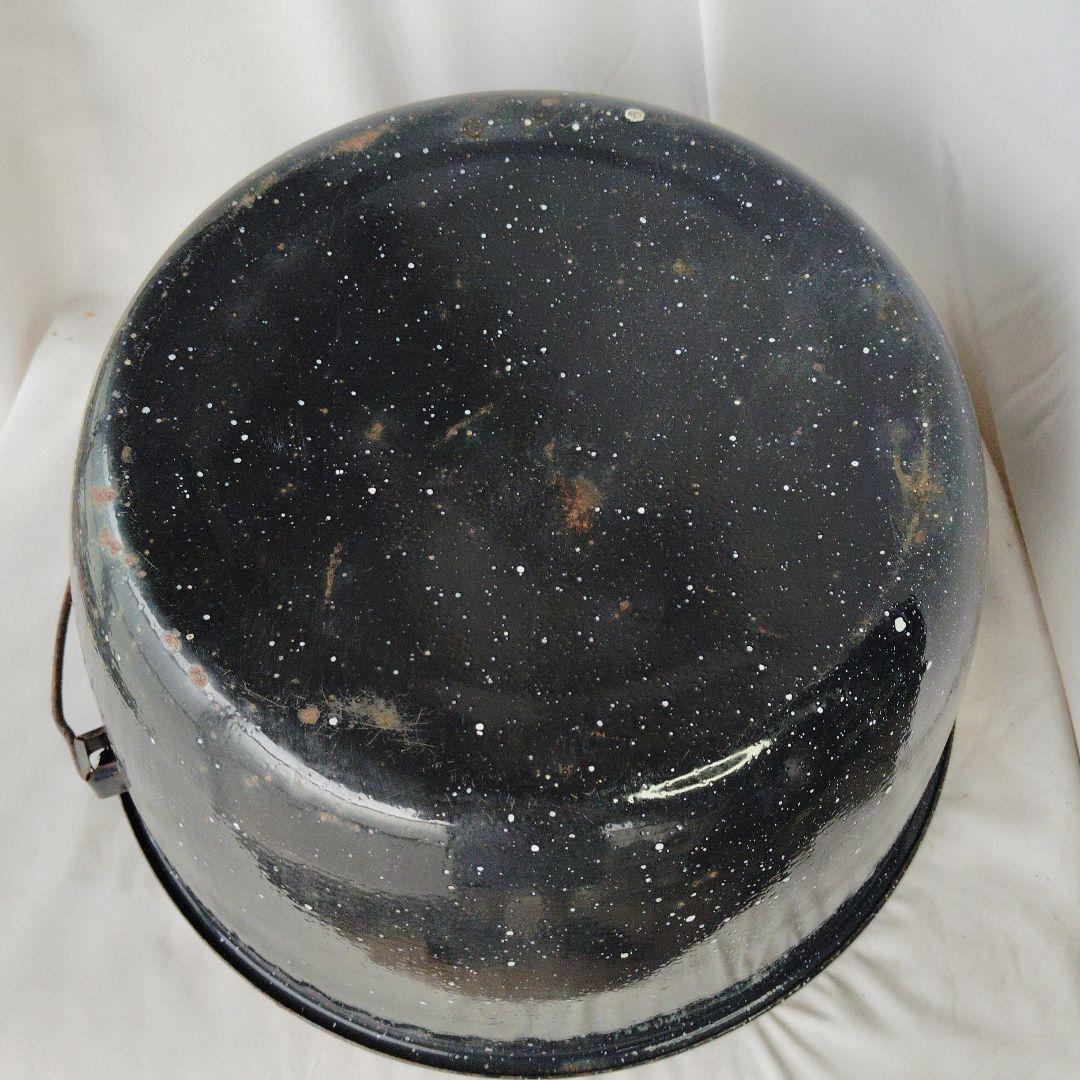 アンティーク　ホーロー　取手付大鍋