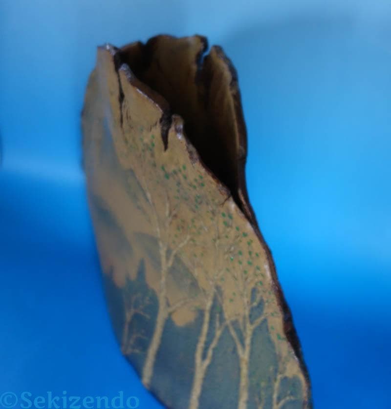 隆起象嵌篇壷　 為那都窯 加藤高山　活火山　麓の景色　花瓶　花器　共箱 2495