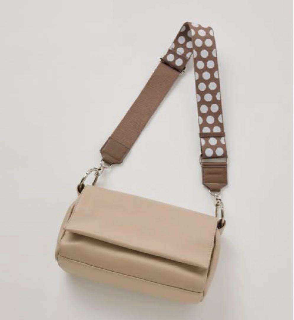 新品　BEARDSLEY ショルダーベルト　グレイッシュベージュ　ドット柄