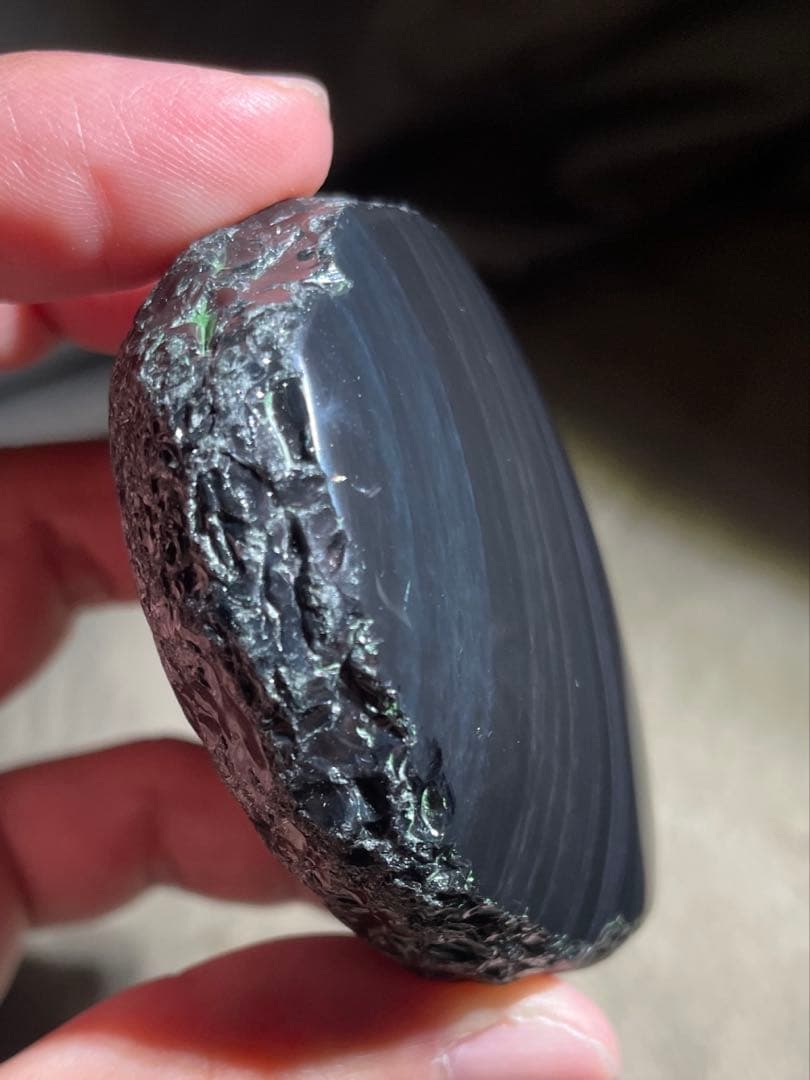 研磨品　十勝石玲瓏複合色　レインボーオブシディアン