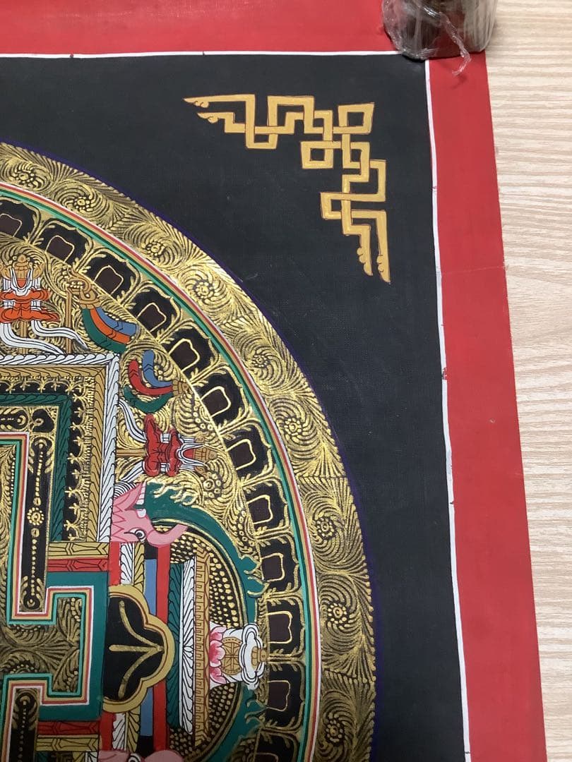 《 チベット密教　新品　1点物 》 手描き　曼荼羅　梵字　法具　仏画　仏教　b1