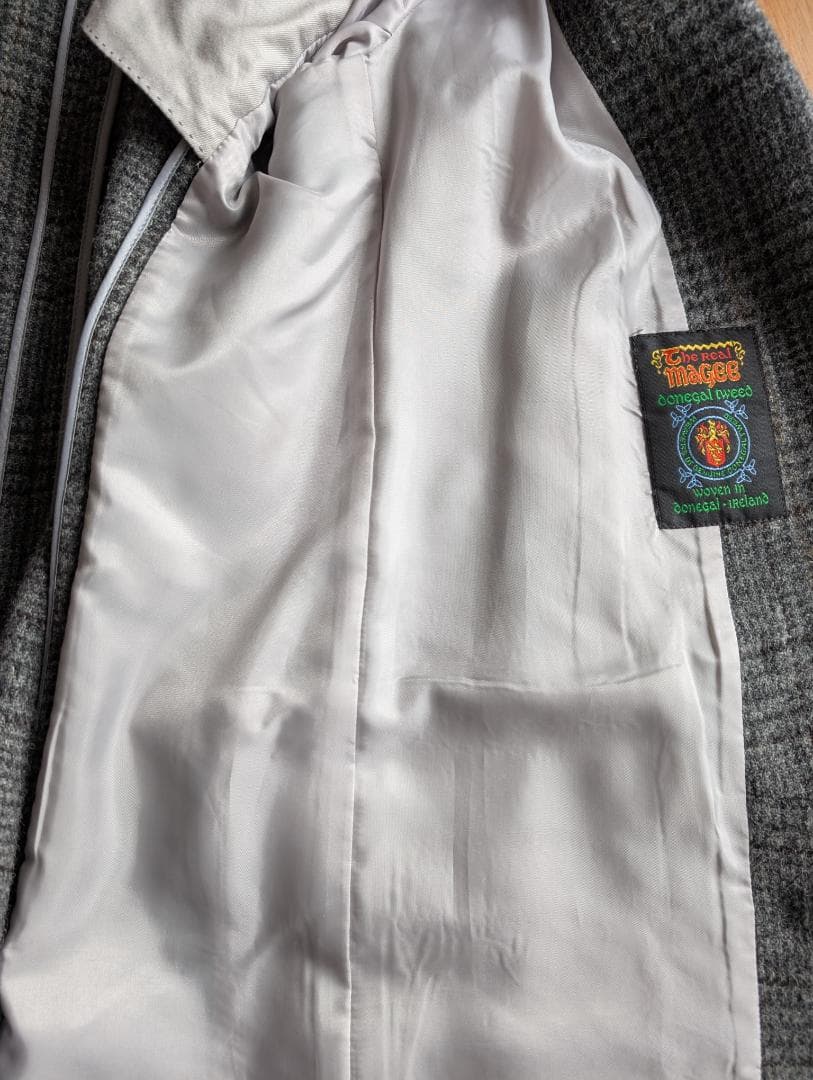 グレー チェック柄 ダブルブレストコート 23区　ロングマギー社製