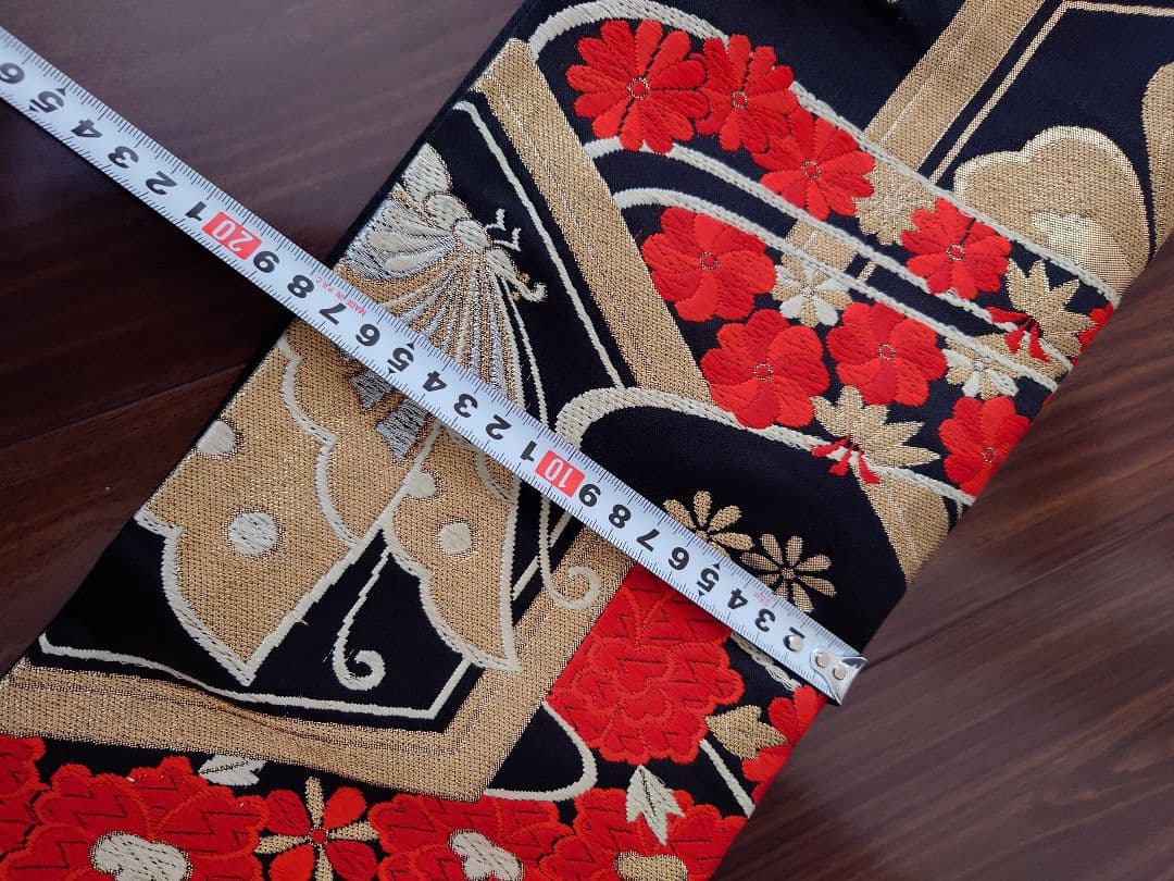 七五三　ジュニア帯　大人用正絹袋帯からの作り帯　1点物　だらり帯　蝶柄　黒