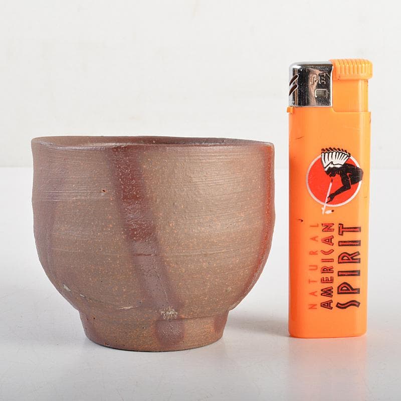 備前焼　人間国宝　藤原雄作　ぐい呑　共布共箱　V　R7001