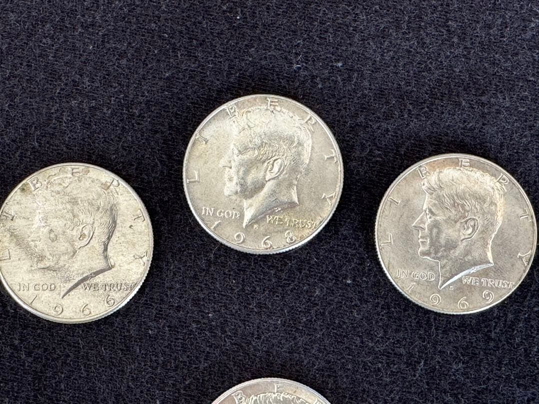 【銀価格高騰中】米国ケネディ銀貨 4枚セット (1964年 90%銀貨入り)