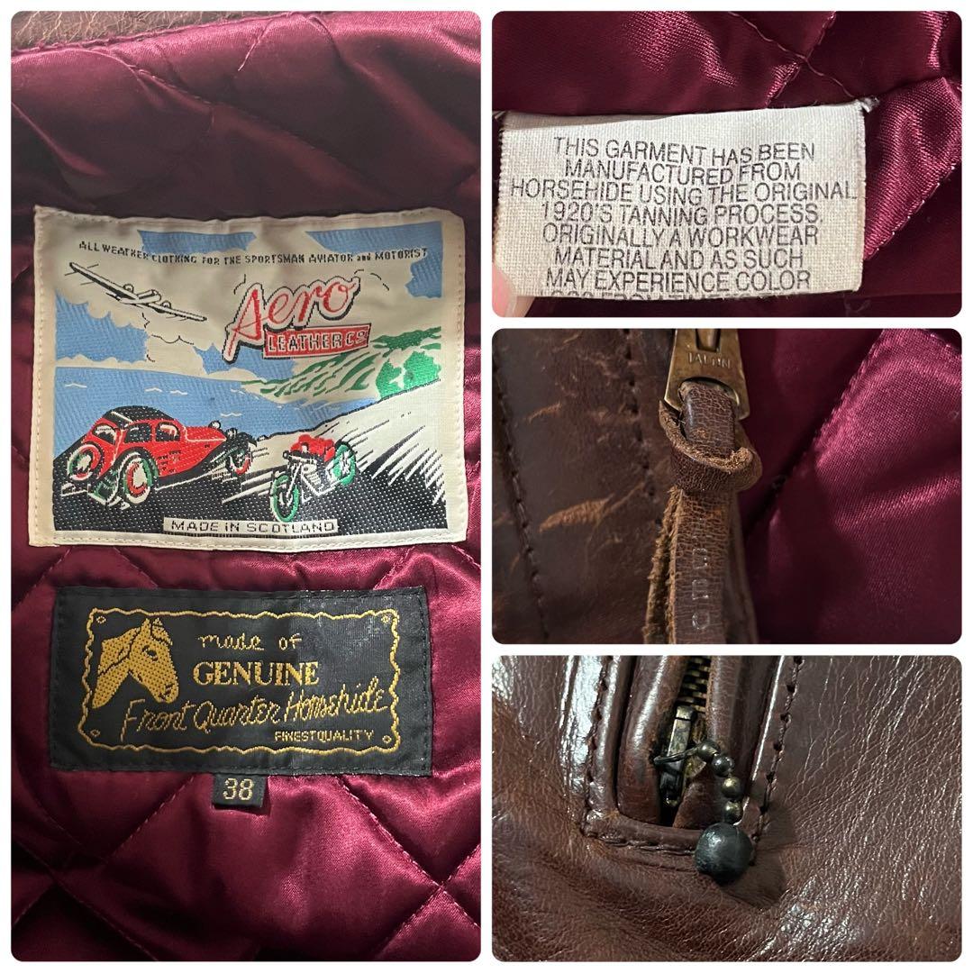 【良品】エアロレザー　ヘラクレス ジャケット　ホースハイド　ブラウン　中綿　38