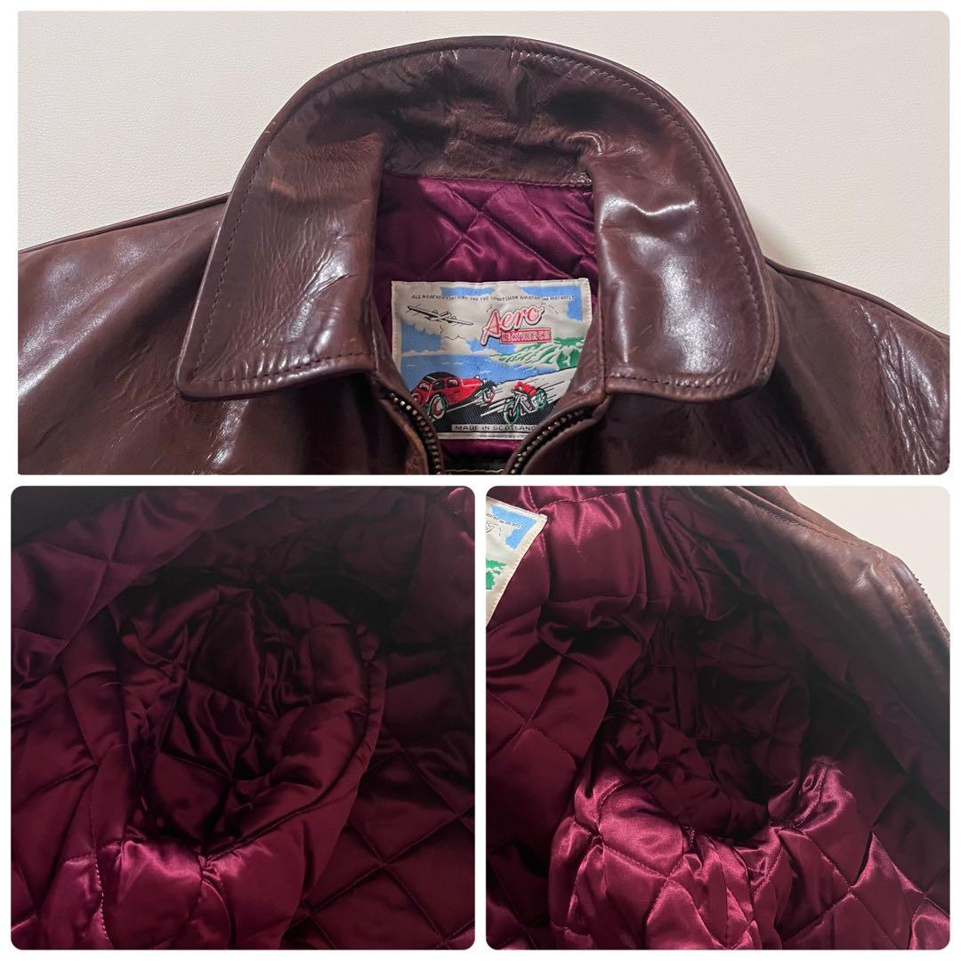 【良品】エアロレザー　ヘラクレス ジャケット　ホースハイド　ブラウン　中綿　38