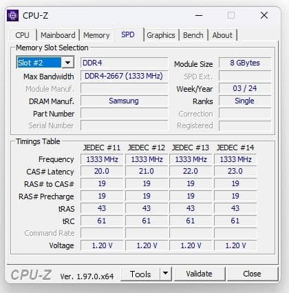 動作品SP DDR4 2666MHz 8×2　16GB メモリ