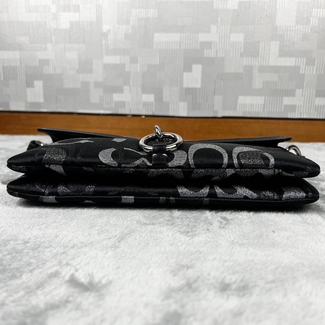 美品 Coach Black signature Clip Hobo Bag