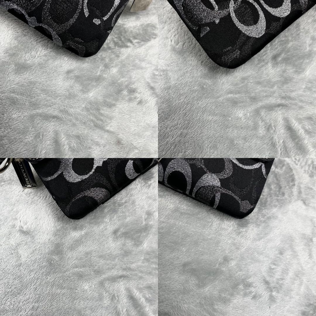 美品 Coach Black signature Clip Hobo Bag