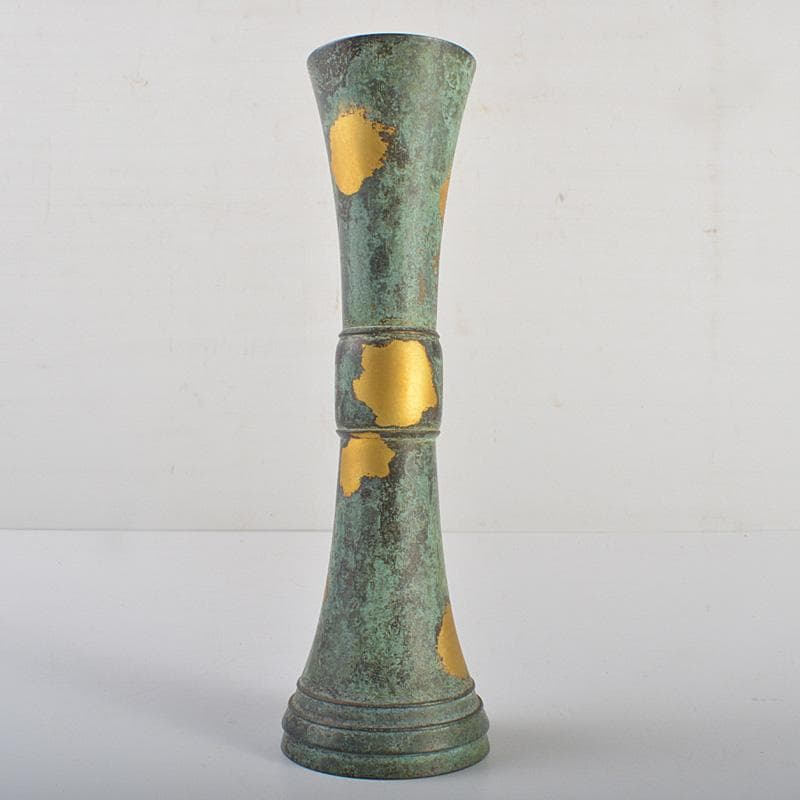 平安　秦蔵六造　 塗金銅　立鼓式花瓶　M　R7423