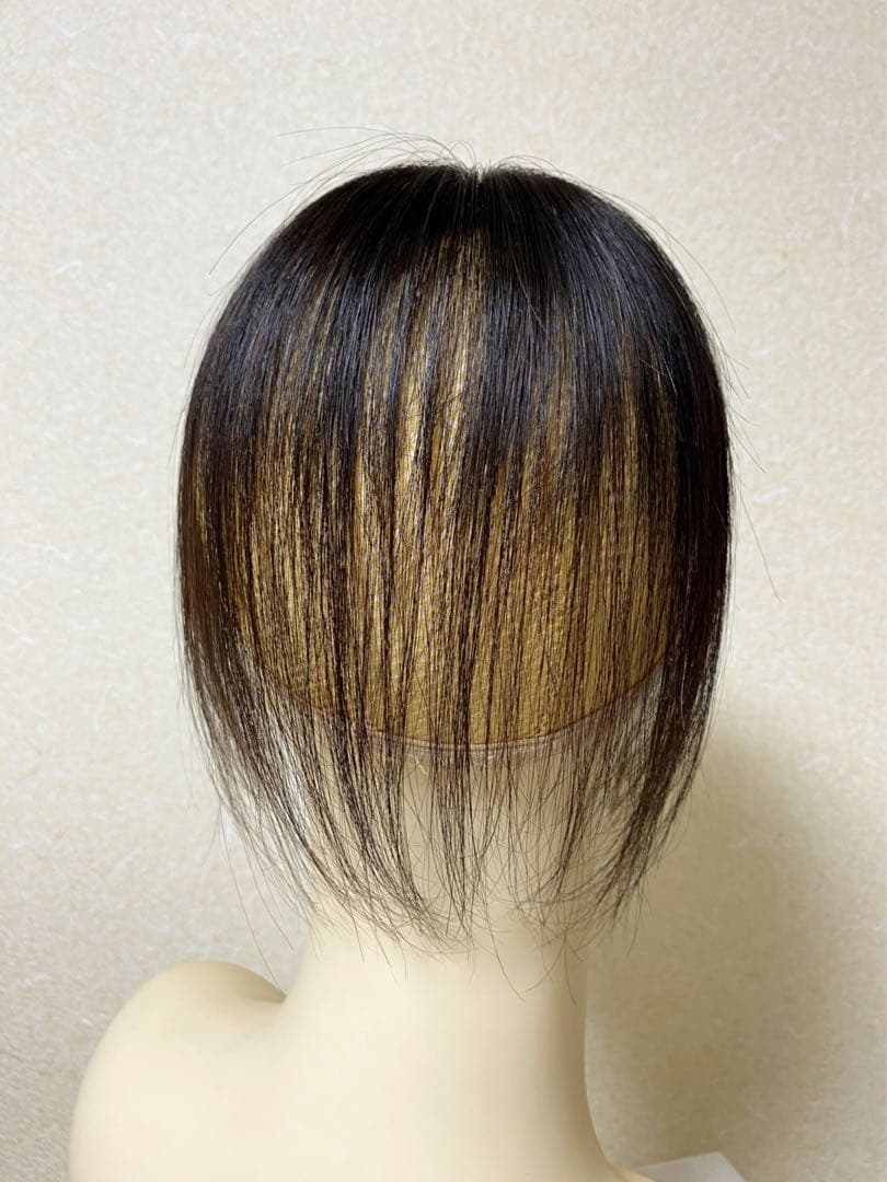 人毛100% ヘアピース【シルクスキン】つむじ用　自然な黒　ポイントウィッグ