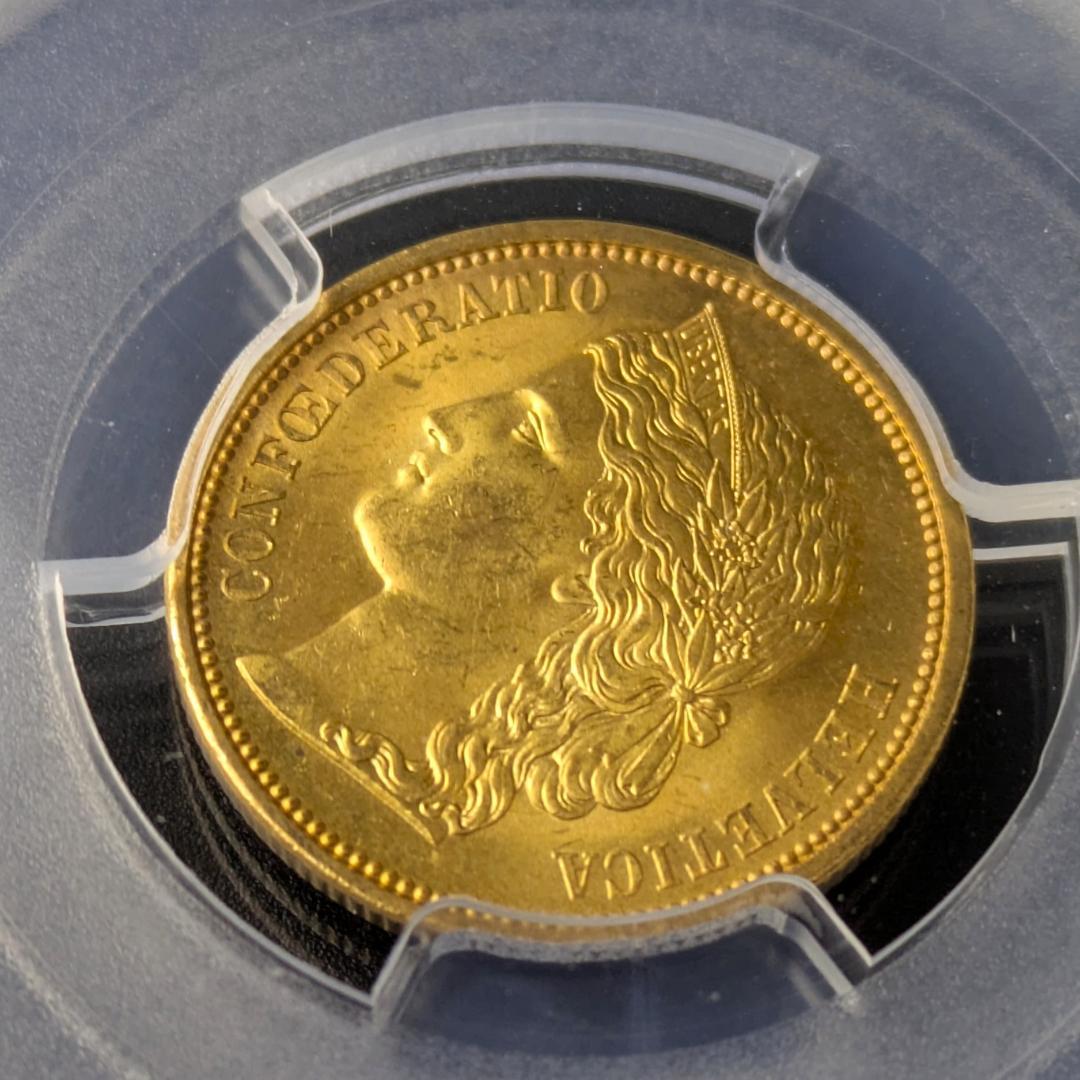 アルプスの少女ブレネリ★1883年スイス 20Fr 金貨 PCGS MS64+