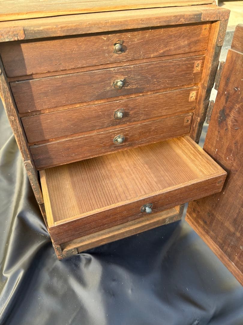 日本　アンティーク 船箪笥 木製　金具 時代箪笥 和箪笥　小箪笥