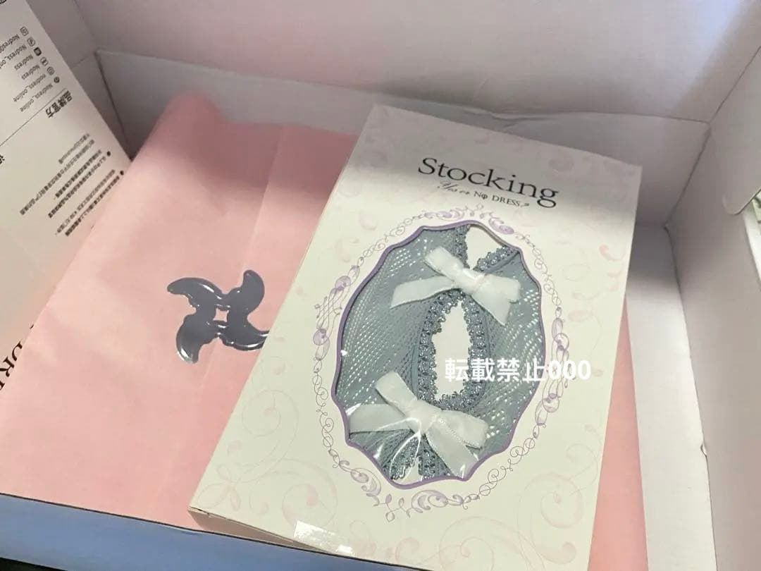 即日発送　NODRESS ブルー　ホワイト　リボン　タイツ　2024新発売