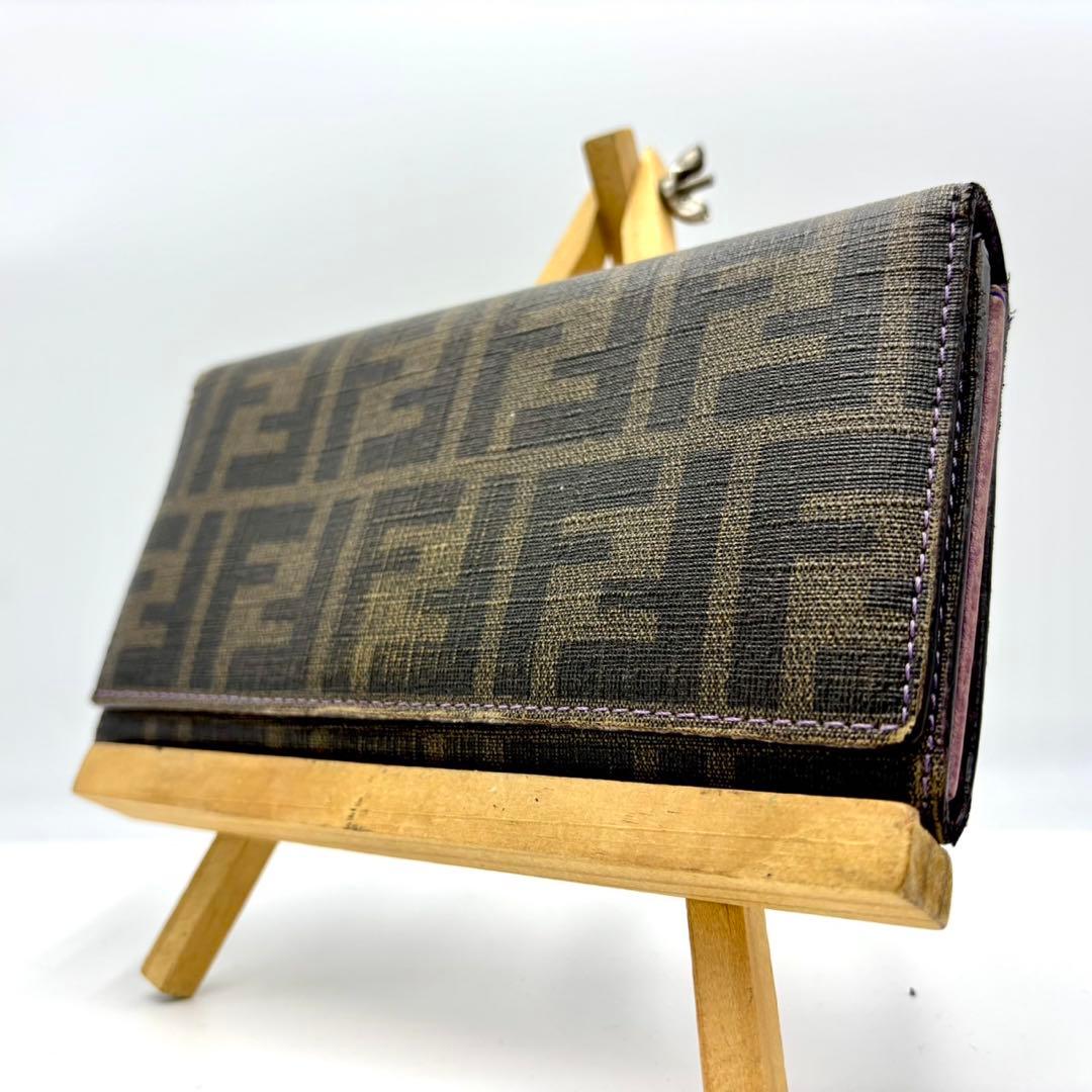 FENDI ズッカ　長財布　PVC パープル　レザー　折り財布　ズッキーノ　ロゴ