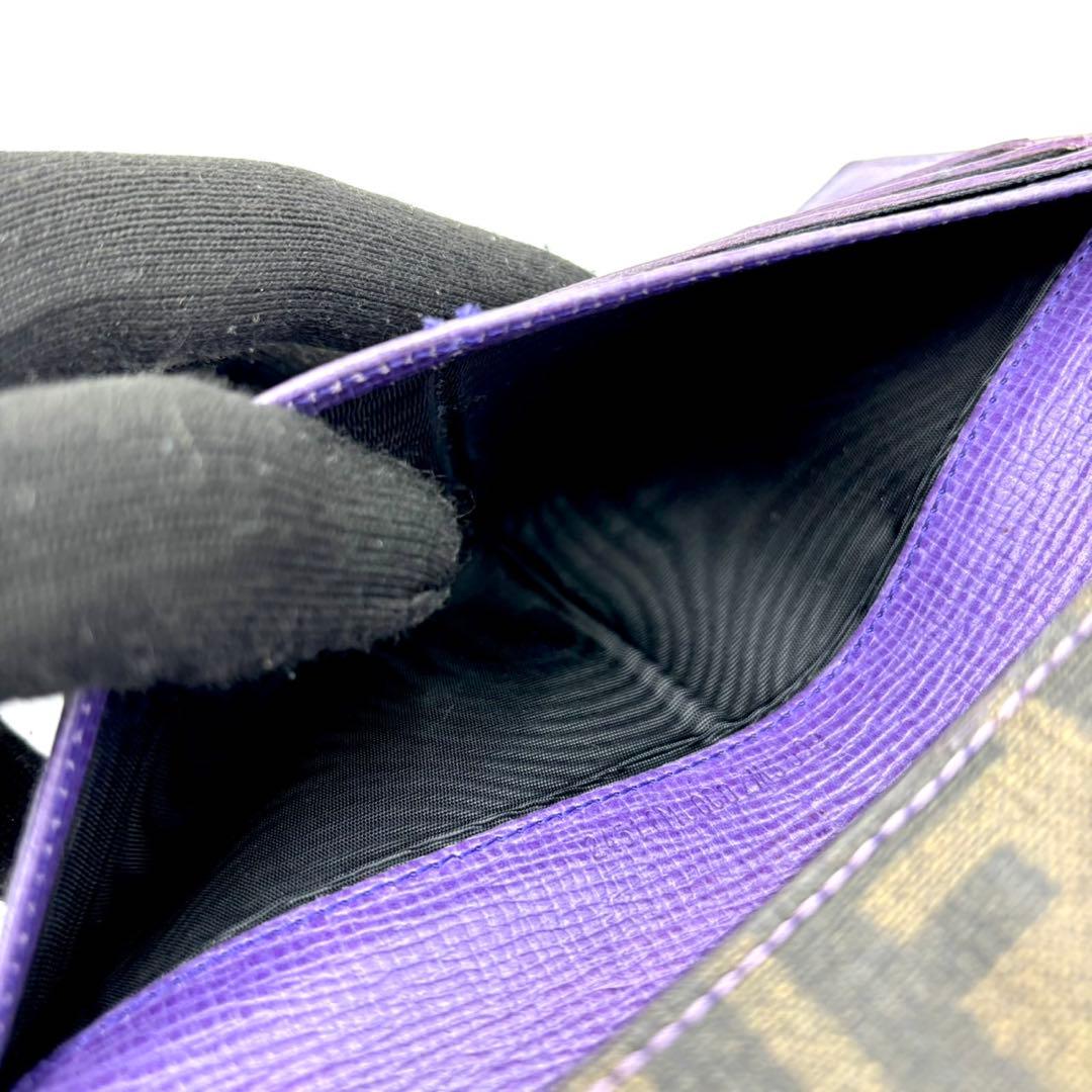 FENDI ズッカ　長財布　PVC パープル　レザー　折り財布　ズッキーノ　ロゴ