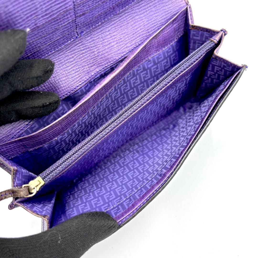 FENDI ズッカ　長財布　PVC パープル　レザー　折り財布　ズッキーノ　ロゴ