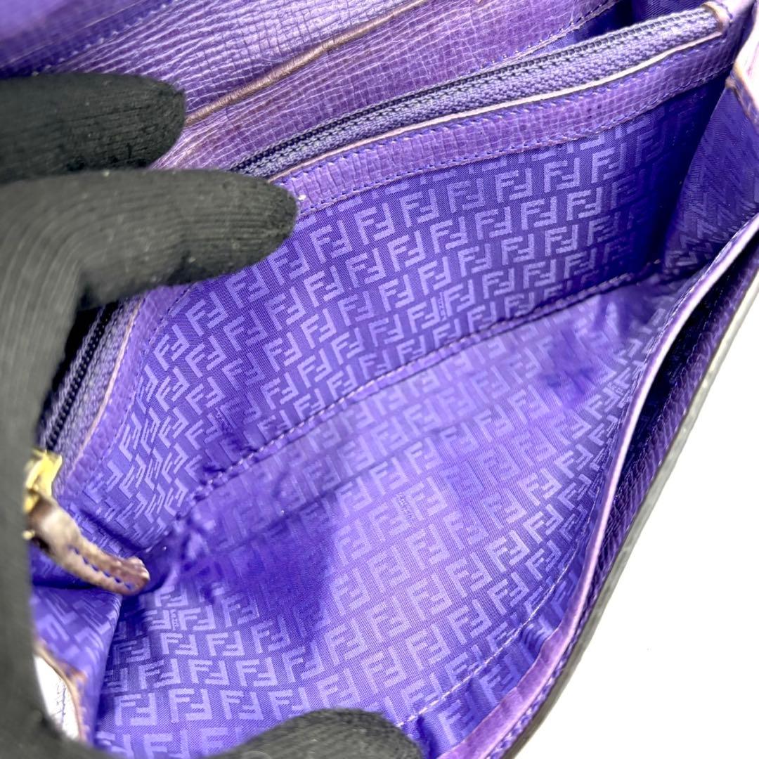 FENDI ズッカ　長財布　PVC パープル　レザー　折り財布　ズッキーノ　ロゴ