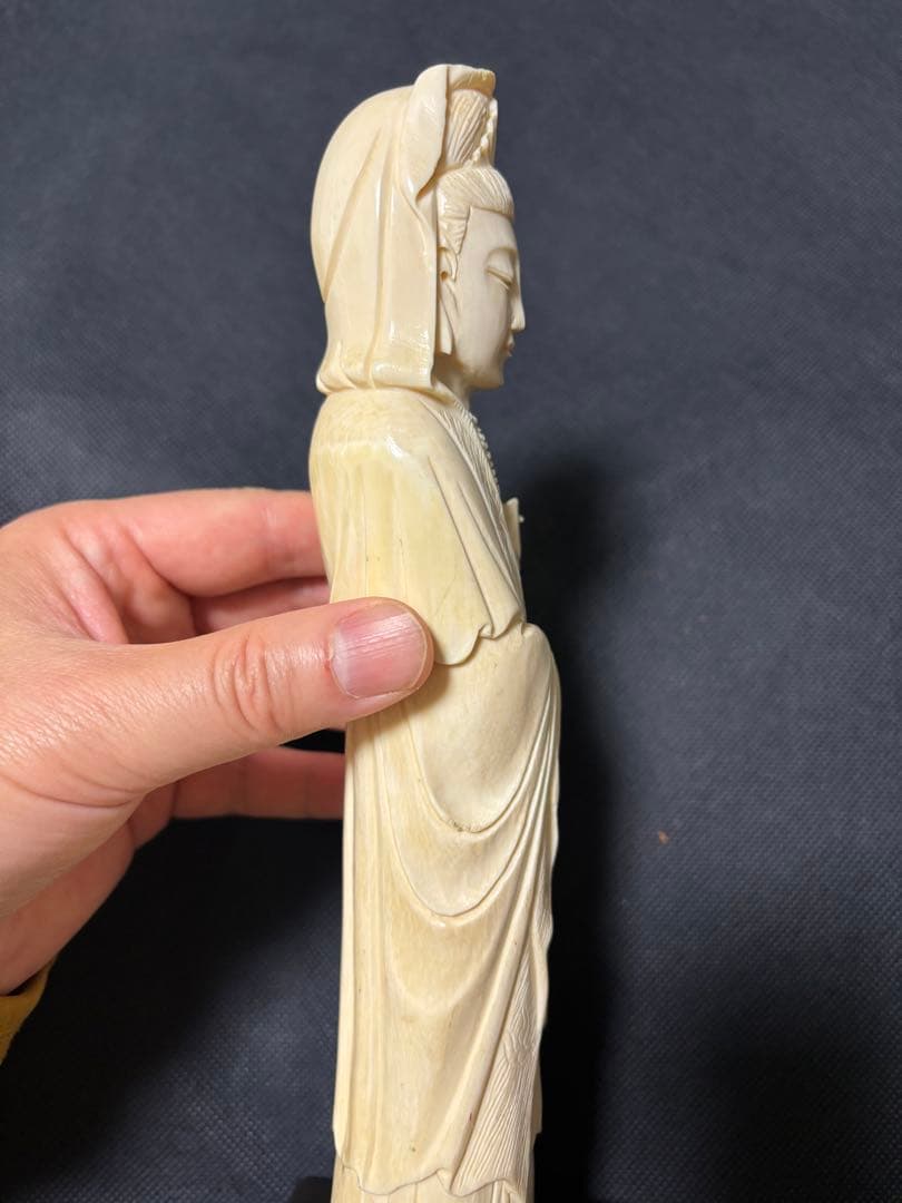 極上古美術品　マンモス　観音菩薩立像 531g 27cm