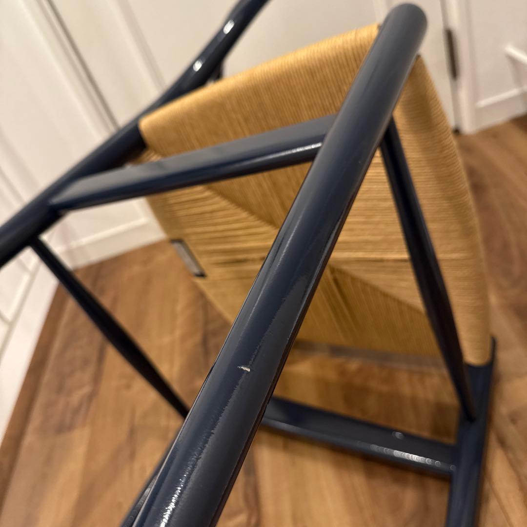 ネイビー ウィッカー ダイニングチェア