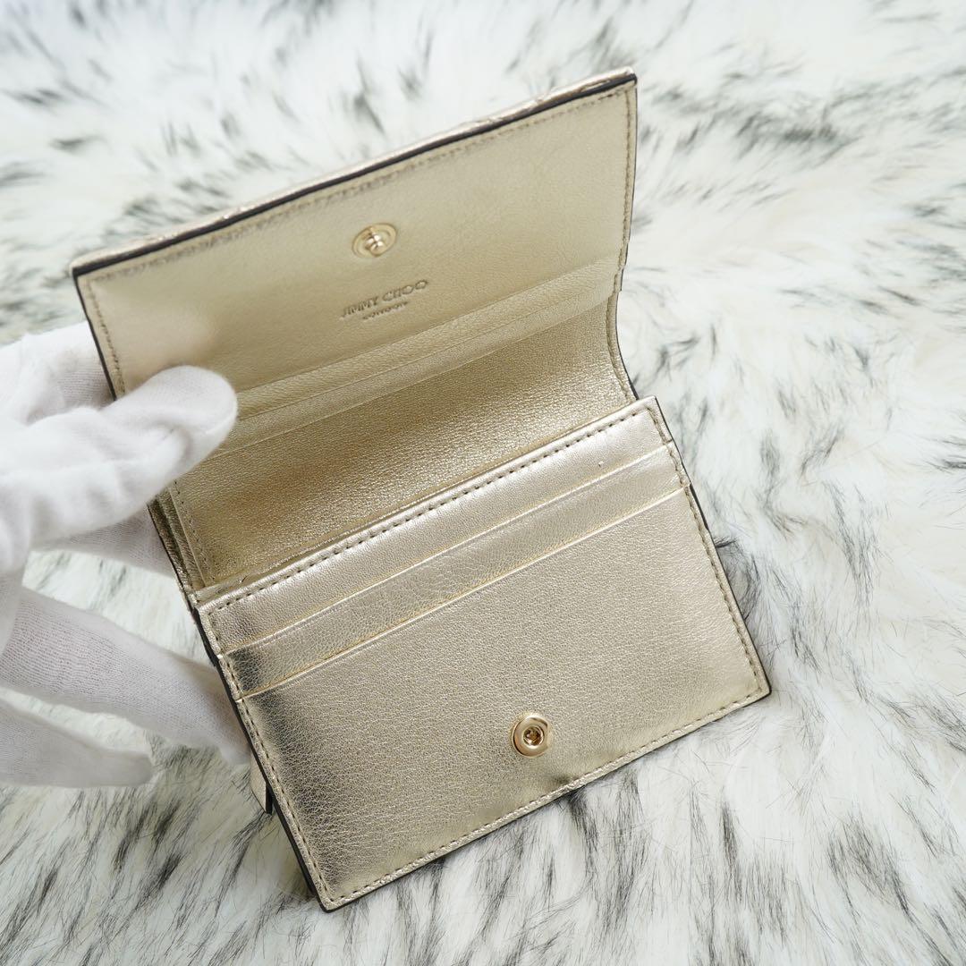 未使用品　箱・タグ類付属　jimmy choo 二つ折り財布　ゴールド系　即完売