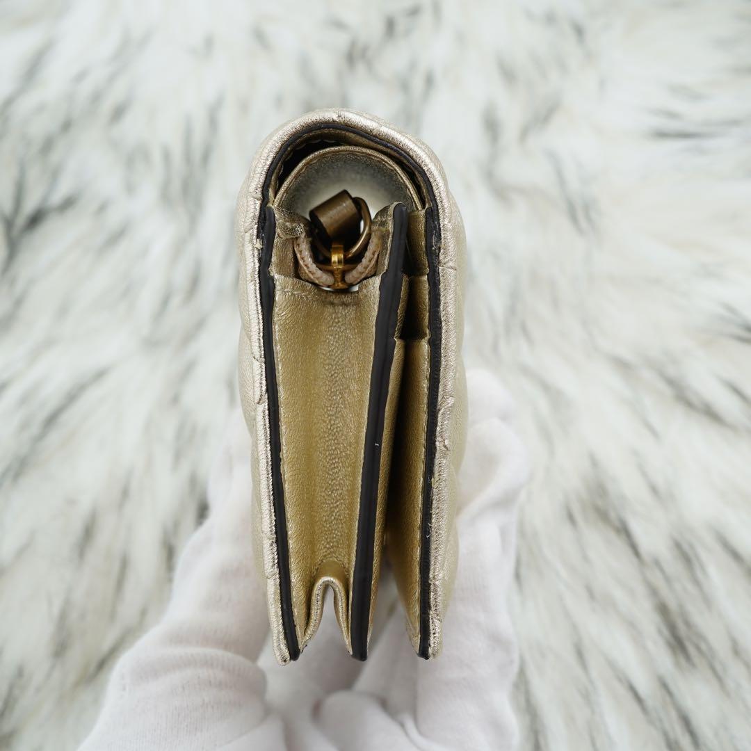 未使用品　箱・タグ類付属　jimmy choo 二つ折り財布　ゴールド系　即完売