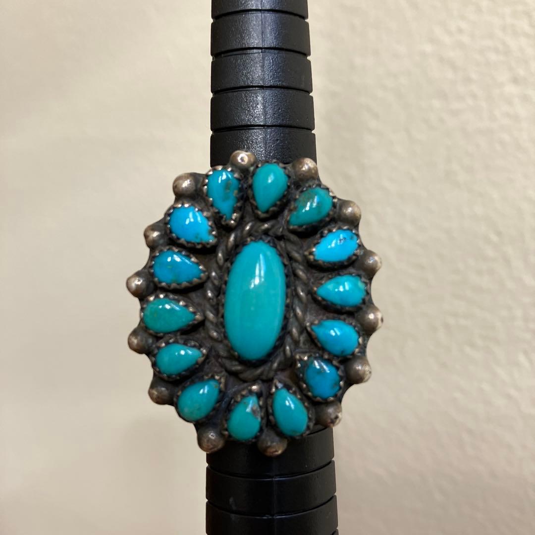 インディアンジュエリー　ナバホ族 ヴィンテージ　ターコイズ　クラスターリング