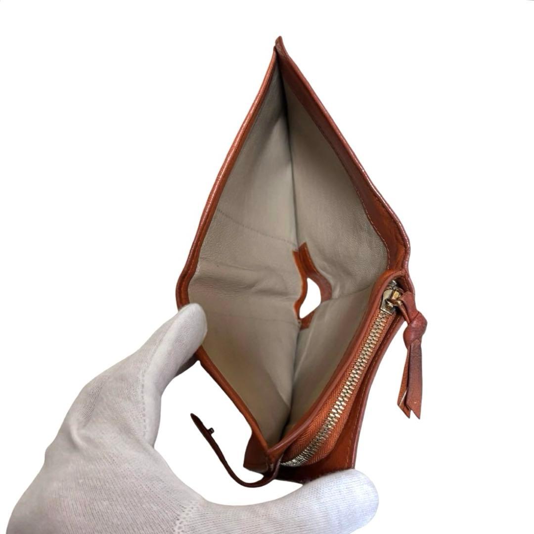 人気　ボッテガヴェネタ　折り財布　オレンジ　イントレチャート　ラウンドファスナー