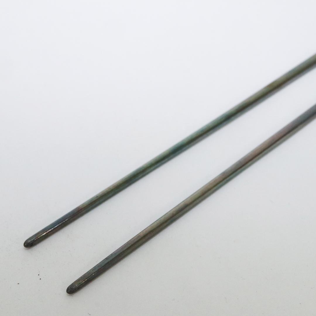 純銀鶴頭香箸 一望斎銘　共箱・共袋　長谷川一望斎造　純銀保証 高級香具