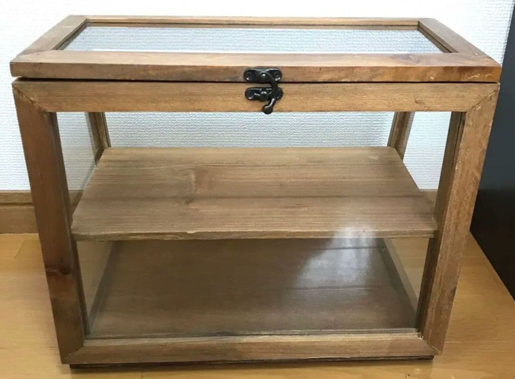 専用リサイクルウッド カウンターキャビネット ガラスケース ショーケース サリュ