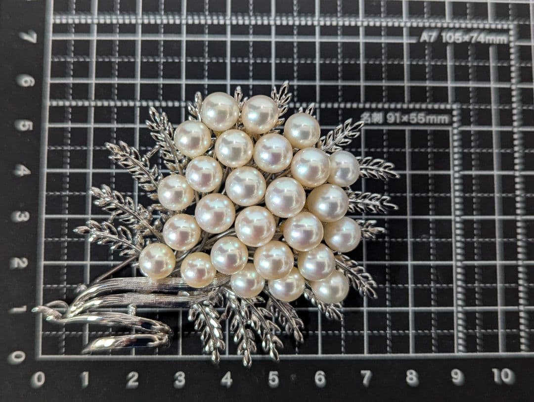 本真珠　ブローチ　SILVER