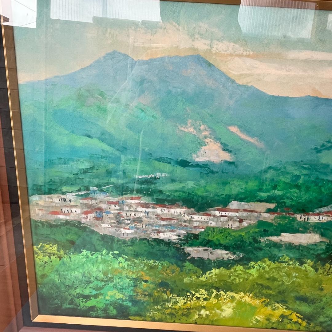 額縁付き　広瀬和之　F12　油彩画　雲仙