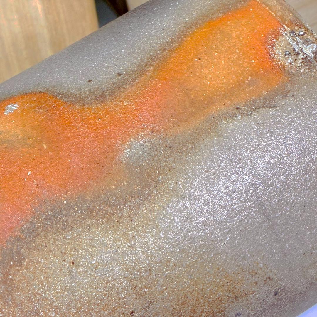 ■丹花義晴 作 水指 蓋にタヌキ 備前焼と信楽焼の融合 焼き締め自然豊かな風合い