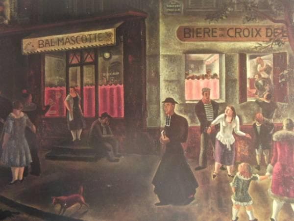 清水登之、パリ夜街、希少画集画、新品額装付、状態良好