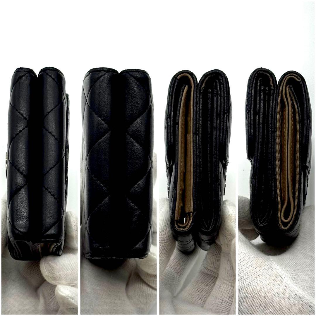 CHANEL シャネル マトラッセ ラムスキン 三つ折り財布 Wホック