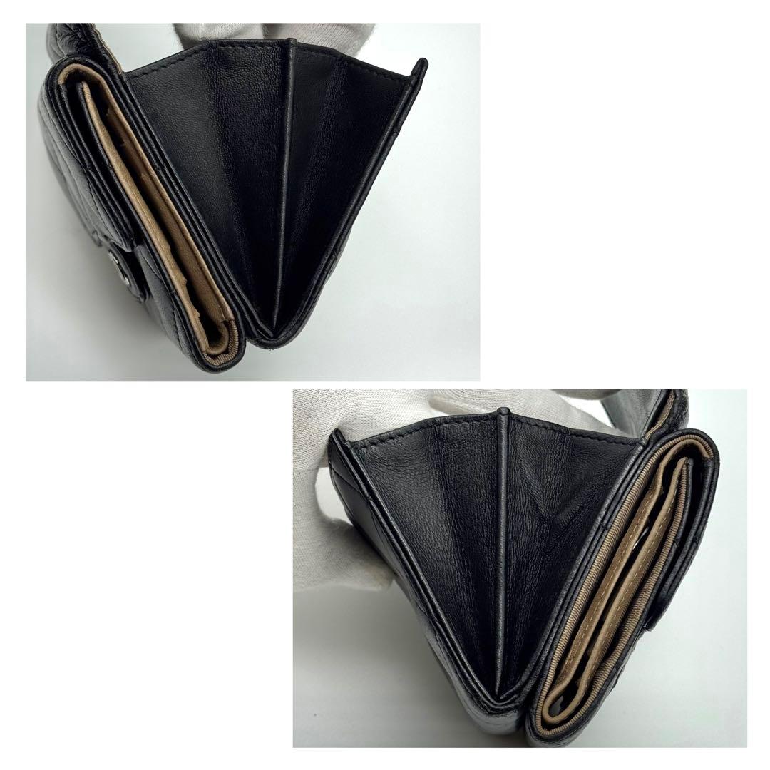 CHANEL シャネル マトラッセ ラムスキン 三つ折り財布 Wホック