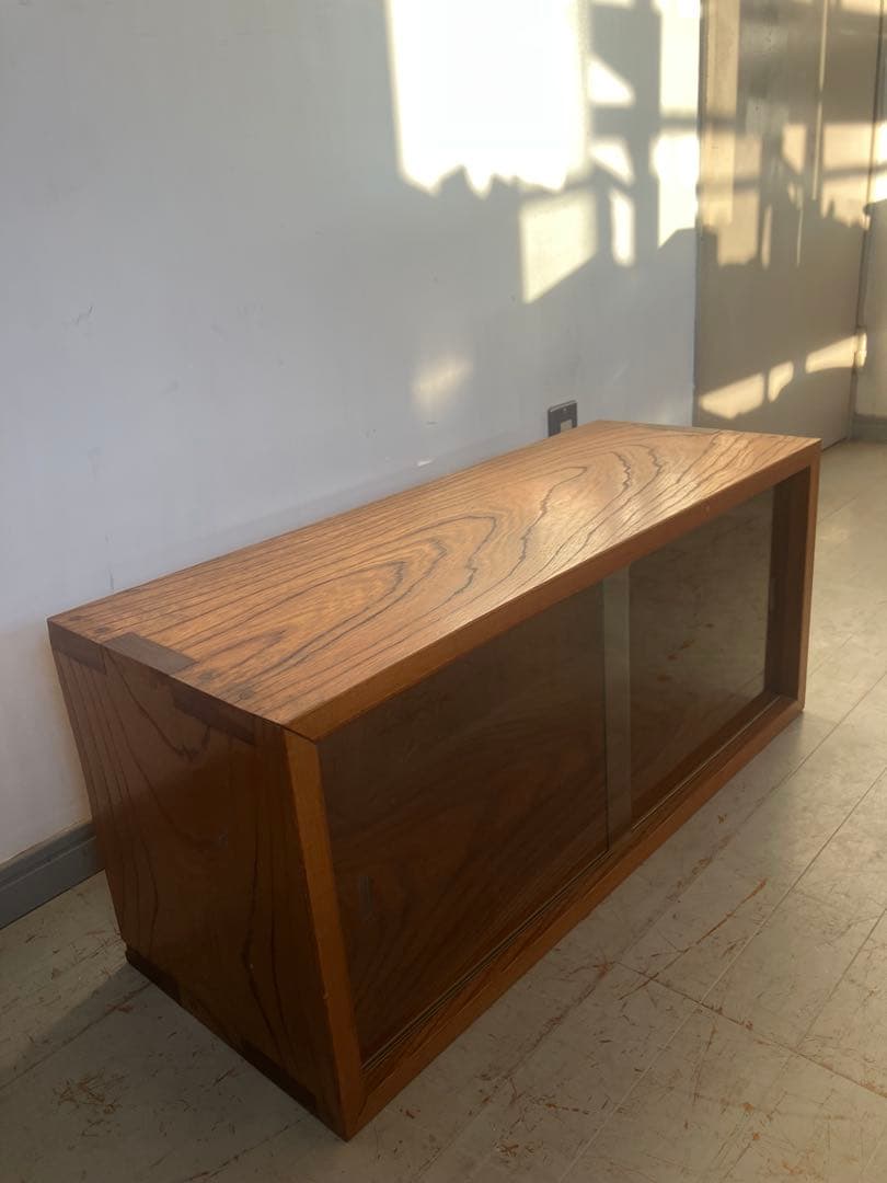 ジャパンヴィンテージ　ガラス棚　無垢材　古道具