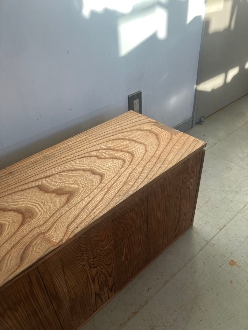 ジャパンヴィンテージ　ガラス棚　無垢材　古道具